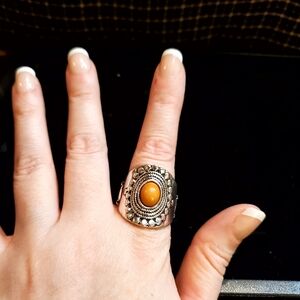 Silver and Beige ring